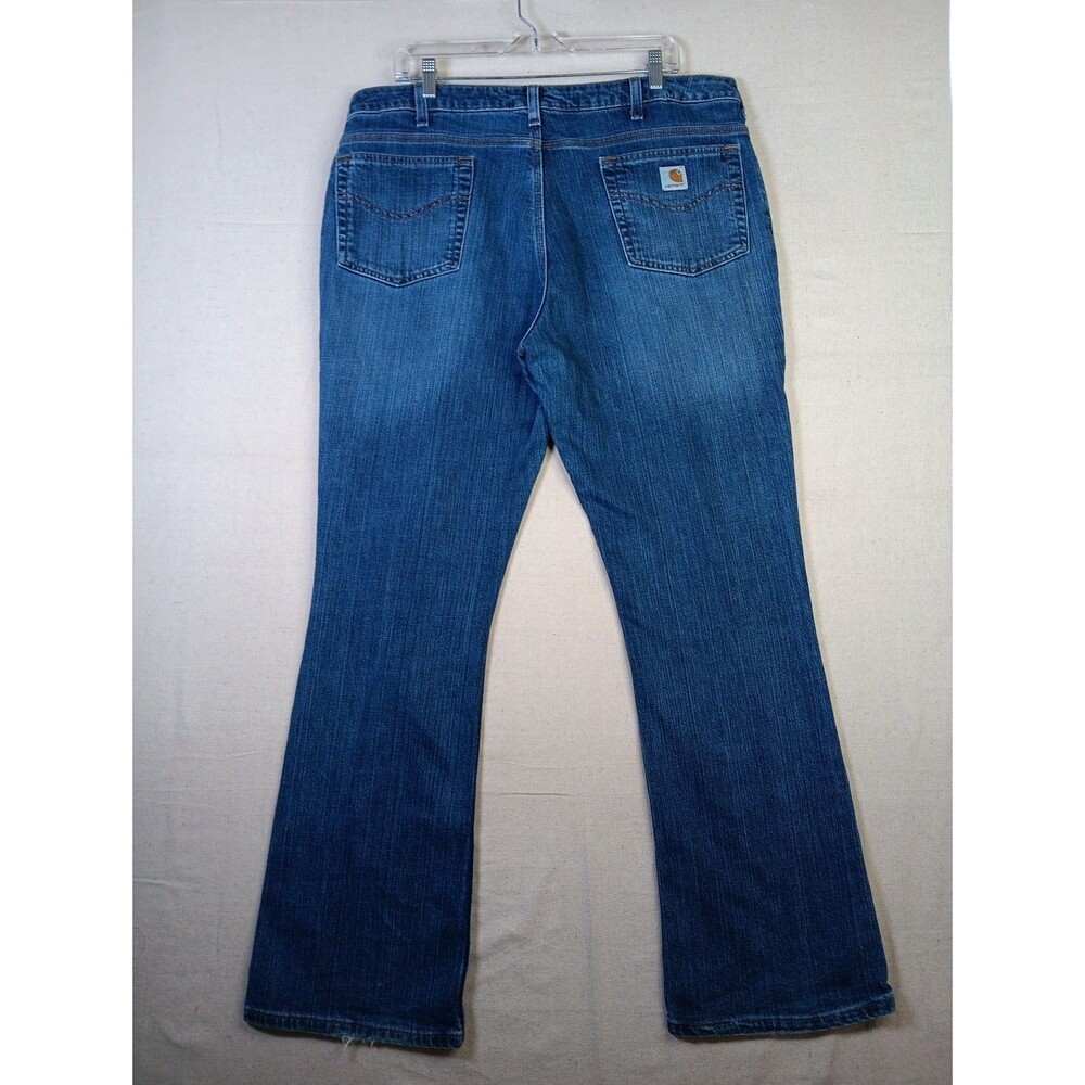 Carhartt Jeans Womens 18x32 WB001 FIO Traditional Fit Medium Wash Blue Denim EUC